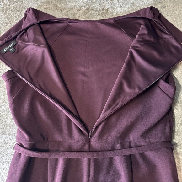 EXPRESS Burgundy Classic Cap Sleeve Slit Pencil Dress Large Fitted Cocktail - Picture 12 of 15